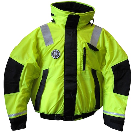 First Watch Hi-Vis Flotation Bomber Jacket - Hi-Vis Yellow/Black - Lar AB-1100-HV-L